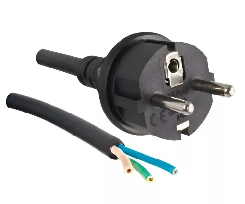 Rubber/Neoprene power cord 1.5 mm², CEE 7/7, Open-End 3cm stripped, H07RN-F 3G, VDE, length 2.00m